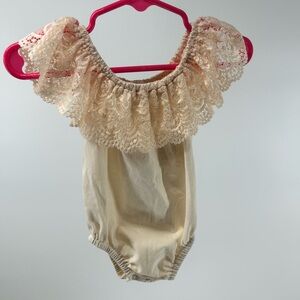 Elegant Cream Lace Ruffle Kids One Piece